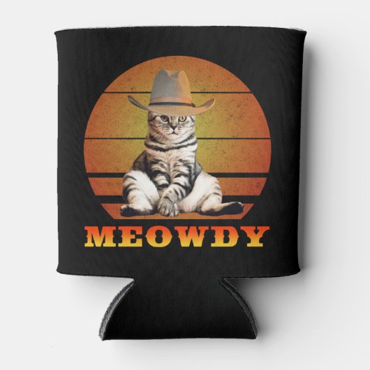 Meowdy Funny Cowboy Cat Blikjeskoeler (Voorkant)