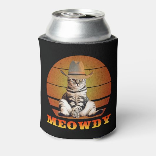 Meowdy Funny Cowboy Cat Blikjeskoeler (Blikje Achterkant)