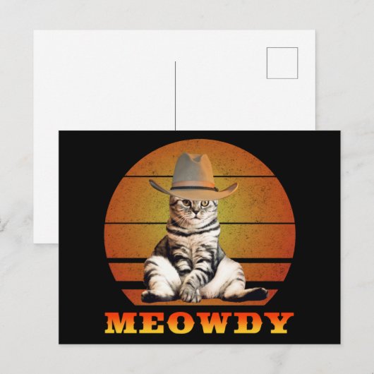 Meowdy Funny Cowboy Cat Briefkaart (Voorkant / Achterkant)