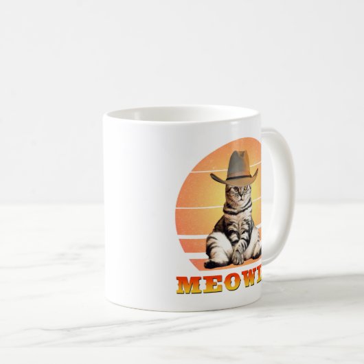 Meowdy Funny Cowboy Cat Koffiemok (Voorkant rechts)
