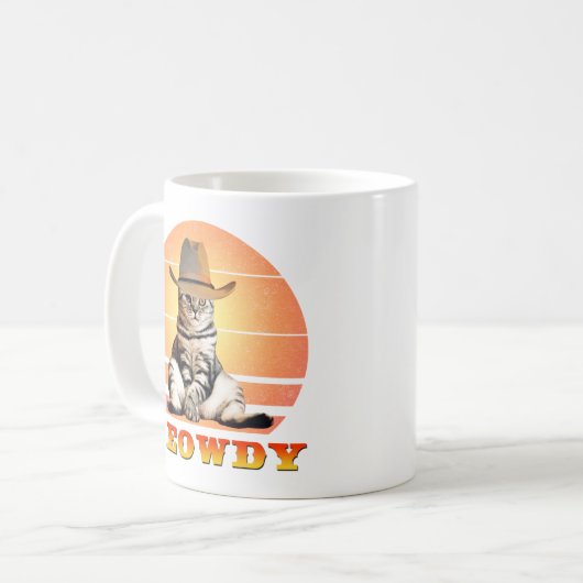 Meowdy Funny Cowboy Cat Koffiemok (Voorkant links)