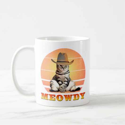 Meowdy Funny Cowboy Cat Koffiemok (Links)