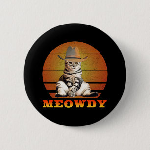 Meowdy Funny Cowboy Cat Ronde Button 5,7 Cm