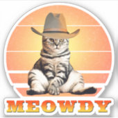 Meowdy Funny Cowboy Cat Sticker (Voorkant)
