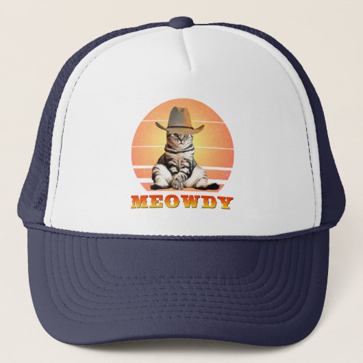 Meowdy Funny Cowboy Cat Trucker Pet (Voorkant)