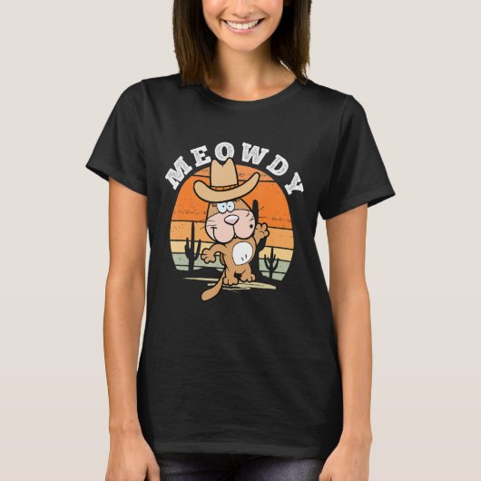 Meowdy - Funny Mashup between Meow and Howdy for C T-shirt (Voorkant)
