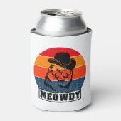 Meowdy Funny Mashup tussen Meow en Howdy Cat Mem Blikjeskoeler (Blikje Voorkant)