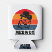 Meowdy Funny Mashup tussen Meow en Howdy Cat Mem Blikjeskoeler (Achterkant)