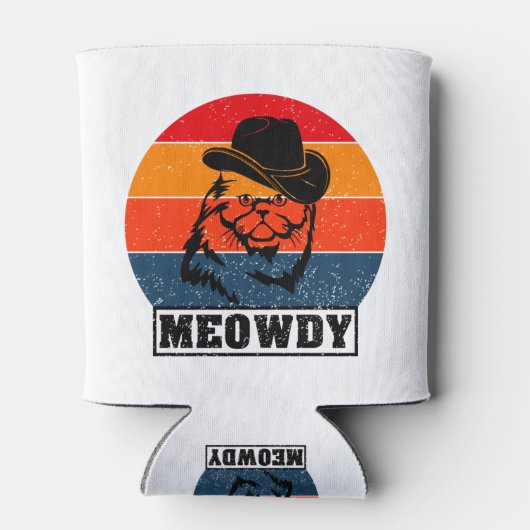 Meowdy Funny Mashup tussen Meow en Howdy Cat Mem Blikjeskoeler (Achterkant)