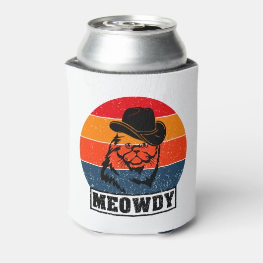 Meowdy Funny Mashup tussen Meow en Howdy Cat Mem Blikjeskoeler (Blikje Achterkant)
