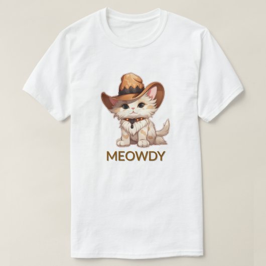 Meowdy Funny Western Cowboy Cat T-shirt (Design voorkant)