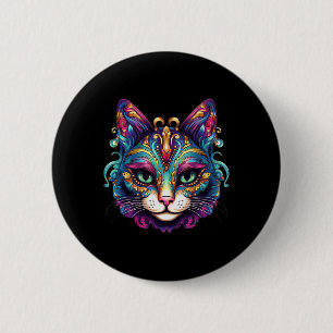 Meowdy Gras Cats Lover Kitten Kat Mardi Gras Cat Ronde Button 5,7 Cm