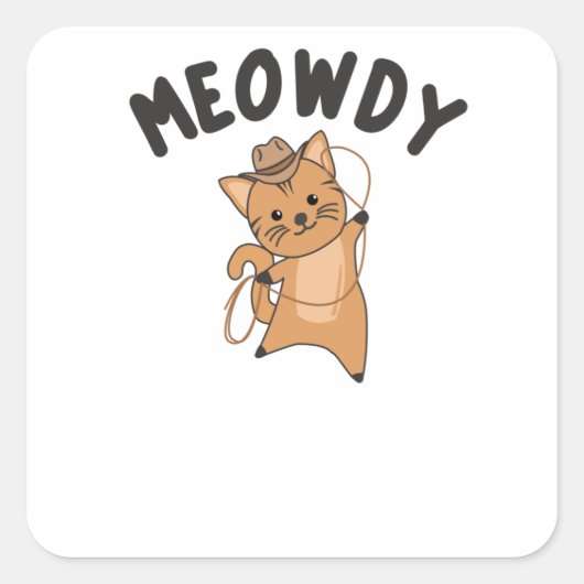 Meowdy Howdy Cat Cowboy met lusteloze katten Vierkante Sticker (Voorkant)