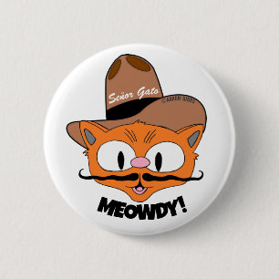 MEOWDY! Knorbaard Cowboy Kat knop Ronde Button 5,7 Cm