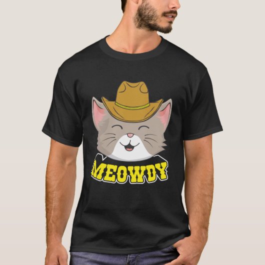 Meowdy Mashup between Meow and Howdy Cat T-shirt (Voorkant)