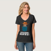 Meowdy Mashup tussen Meow en Howdy Cat Meme T-shirt (Voorkant volledig)