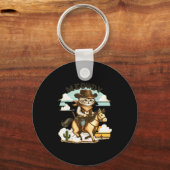 Meowdy Partner Cat Cowboy Horse Howdy Funny Countr Sleutelhanger (Voorkant)