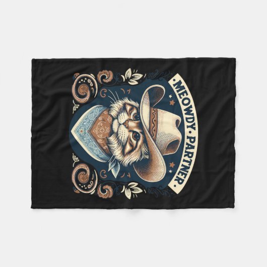Meowdy Partner Cat Cowboy Pet Howdy Funny Country Fleece Deken (Voorkant (Horizontaal))