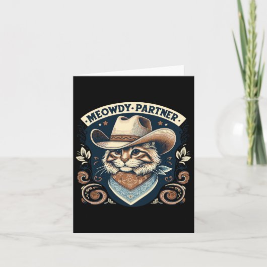 Meowdy Partner Cat Cowboy Pet Howdy Funny Country Kaart (Voorkant)