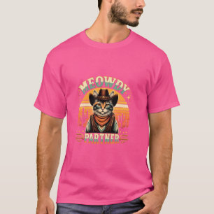 Meowdy Partner Cat Funny Howdy Meme Wild West Cowb T-shirt