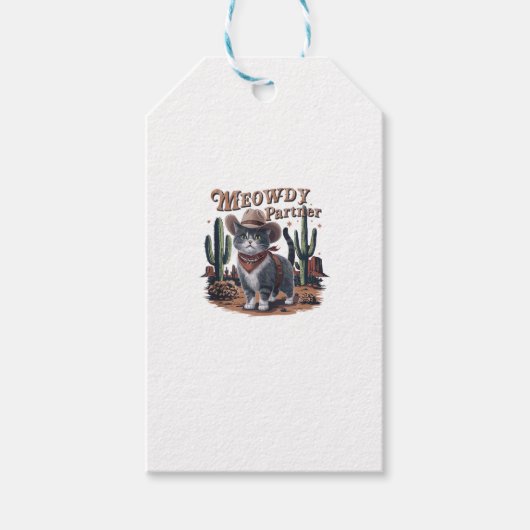 Meowdy Partner Cowboy Cat  Cadeaulabel (Voorkant)