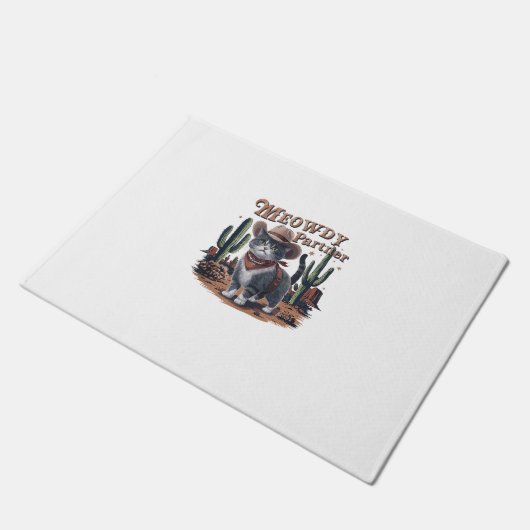 Meowdy Partner Cowboy Cat Deurmat (Schuin)