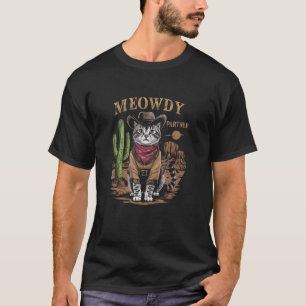 Meowdy Partner Grappige Vintage Cowboy Cowgirl Kat T-shirt