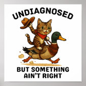 Meowdy Partner Poster, Funny Cowboy Cat Dark Print (Voorkant)