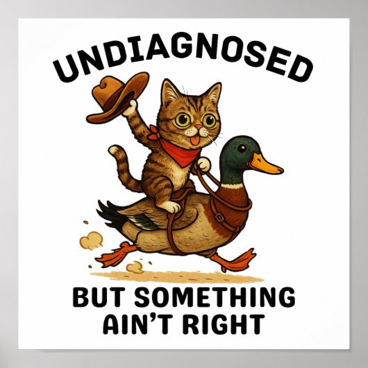 Meowdy Partner Poster, Funny Cowboy Cat Dark Print (Voorkant)