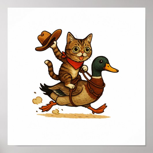 Meowdy Partner Poster Funny Cowboy Cat Light Print (Voorkant)