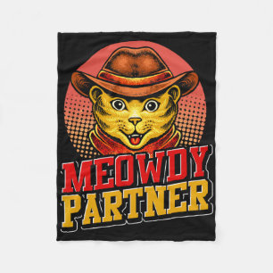 Meowdy Partner Western Texas Cute Animal Cat Funny Fleece Deken