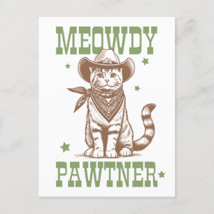 Meowdy Pawtner Cowboy Cat Briefkaart