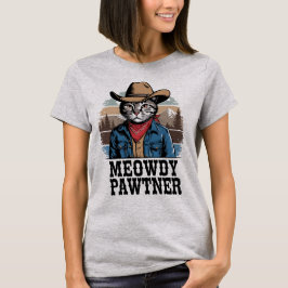 Meowdy Pawtner Funny Country Western Cat  T-shirt
