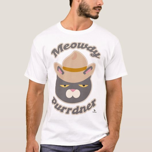 Meowdy Purrdner Schattige Cowboy Pet Kat Slogan T-shirt (Voorkant)