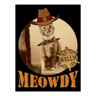 Meowdy Texan Cat Cowboy Sheriff Personalized Perfect Poster
