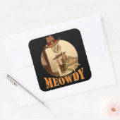 Meowdy Texan Cat Cowboy Sheriff Personalized Vierkante Sticker (Envelop)