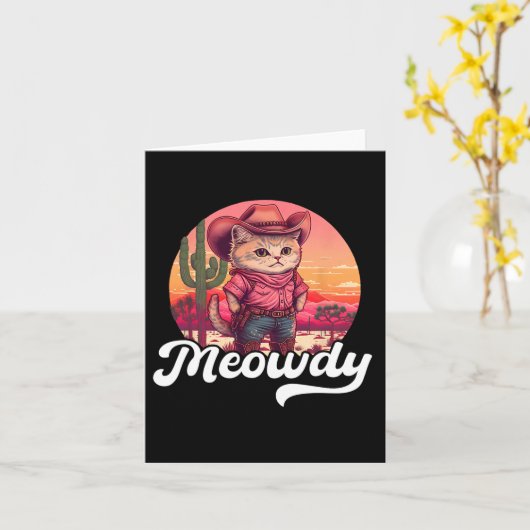 Meowdy Texas Cat Meme Country Music Cowgirl Cute C Kaart (Gele Bloem)