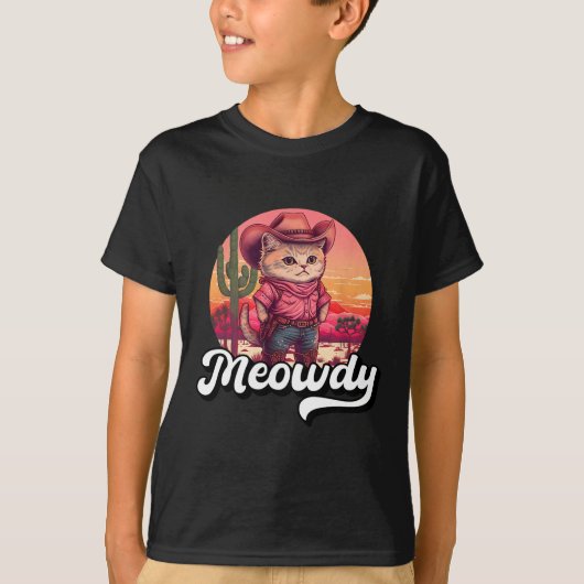 Meowdy Texas Cat Meme Country Music Cowgirl Cute C T-shirt (Voorkant)
