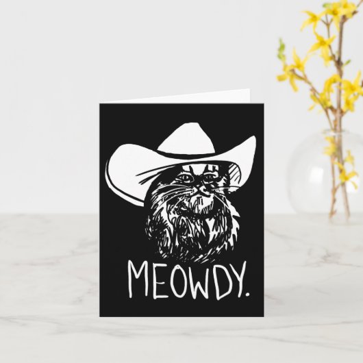 Meowdy Texas Cat Meme Kaart (Gele Bloem)