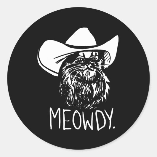 Meowdy Texas Cat Meme Ronde Sticker (Voorkant)