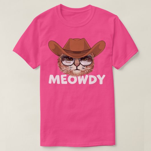 Meowdy Texas Cat Wearing Cowboy Pet Sunbril Cou T-shirt (Design voorkant)