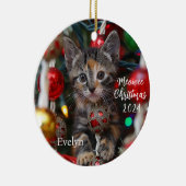 Meowed Christmas Kitten gepersonaliseerd Ornament (Rechts)