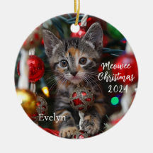 Meowed Christmas Kitten gepersonaliseerd Ornament