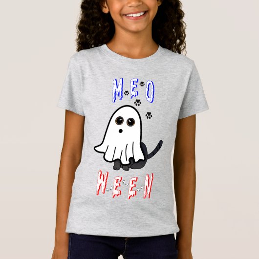 Meoween Ghost Kitten 31 Kat USA Oktober Halloween T-shirt (Voorkant)