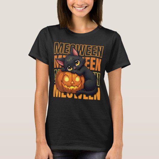 MEOWEEN - Kattenliefhebbers Halloween T-shirt (Voorkant)