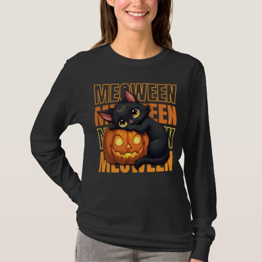 MEOWEEN - Kattenliefhebbers Halloween T-shirt (Voorkant)