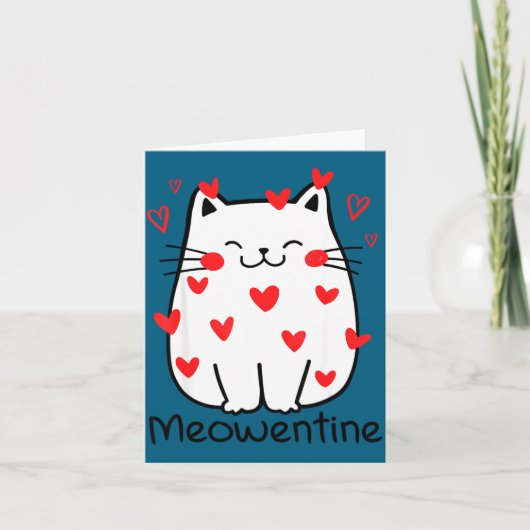 Meowentine Cute Cat Valentines Day Heart Meow Kitt Kaart (Voorkant)