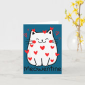 Meowentine Cute Cat Valentines Day Heart Meow Kitt Kaart (Gele Bloem)