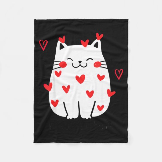 Meowentine Cute Cat Valentines Day Men Women Cat D Fleece Deken (Voorkant)