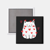 Meowentine Cute Cat Valentines Day Men Women Cat D Magneet (Voorkant / Achterkant)
